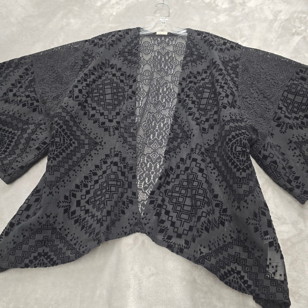 Hollister Kimono Cardigan Women OS Black Lace Geometric Open Front Whimsigoth - Picture 11 of 16